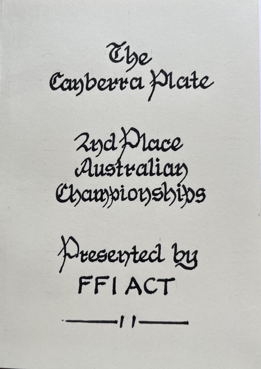 Canberra Plate Winners Cover